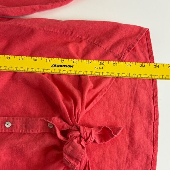 Max Edition Tie Front Button Down Linen Blend Convertible Sleeve Shirt S - Picture 6 of 7